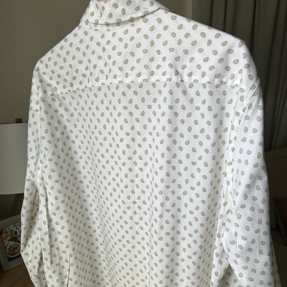 Michael Kors Men’s Slim Fit Stretch White/Tan Pattern Button Up Size XXL NWT $98 - Picture 8 of 13